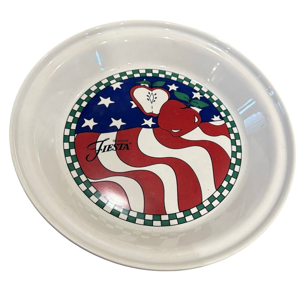 Homer Laughlin Genuine Fiesta Apple Pie deep dish American Flag Patriotic USA - Picture 1 of 4